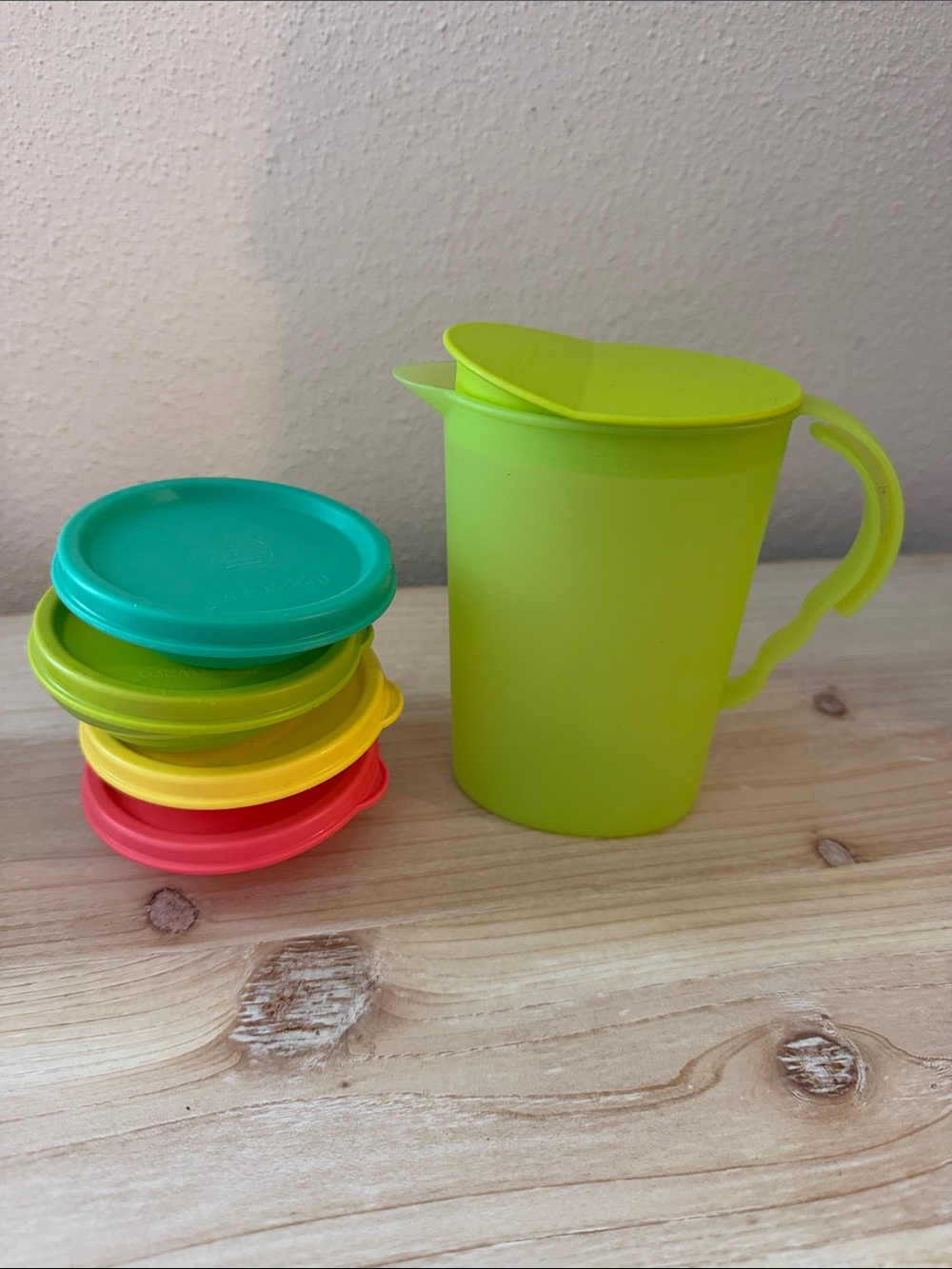 Mini Tupperware Impressions Set - Lime Plastic Pitcher with Bowls/Lids Set